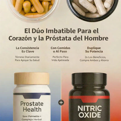 Vigor Max Dúo: 1 frasco de Nitric Oxide + 1 frasco de Prostate Health